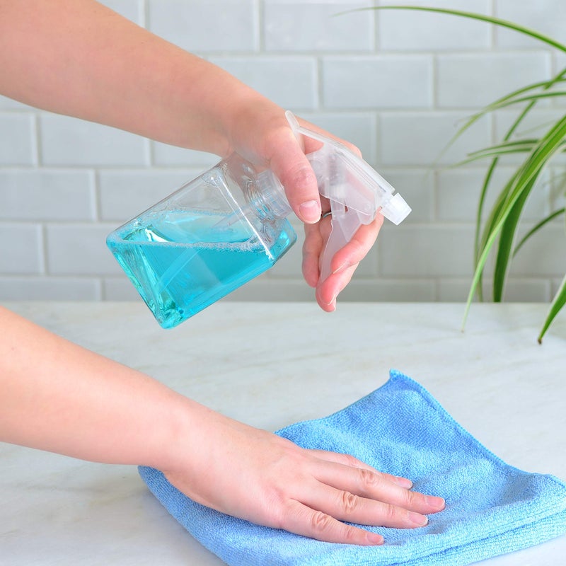 Youngever 5 Pack Empty Plastic Spray Bottles, Clear Square Spray Bottles for Hair and Cleaning Solutions (12 Ounce) - Image 4